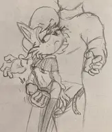 1boy 1girl anthro artist:unknown blush furry grinding handjob masturbation medium_breasts monochrome panties pants sally_acorn sketch small_breasts sonic_(series) traditional_medium under_boob // 2419x2856 // 1.9MB