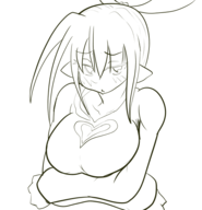 100_orange_juice 1girl acceleration_of_suguri acceleration_of_suguri_2 blush kae lineart looking_at_viewer pointy_ears // 560x580 // 69KB