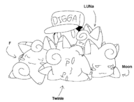 1boy 4girls artist:unknown bedroom_eyes claude_plays_pokemon clefairy monochrome pokemon pose red seductive seductive_eyes sketch text // 1249x956 // 13KB