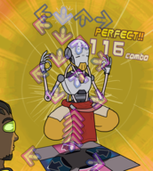 2boys artist:neopolis black blizzard colored dance_dance_revolution dark_skin lucio lucio_correia_dos_santos overwatch robot zenyatta // 850x950 // 943KB