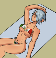 1girl angel artist:jirka309 bikini sunbathing the_king_of_fighters // 2261x2350 // 1013KB