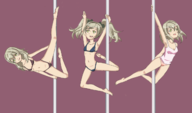 1girl bikini colored elize_lutus green_hair panties pole pole_dancing tales_of_(series) tales_of_xillia twintails yellow_eyes // 1280x750 // 373KB