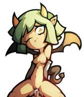 1girl artist:inawon breasts cum draco_centauros green_hair horns puyo_puyo sex tail wings // 463x528 // 236KB