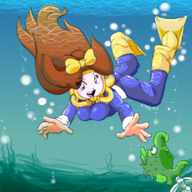1girl alex_kidd artist:rider colored fish scuba_diving stella underwater // 1550x1550 // 1.9MB