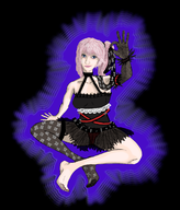 1girl artist:unknown blue_eyes colored final_fantasy foot lightning_returns_final_fantasy_xiii lumina panties pink_hair ponytail see-through side_ponytail sitting skirt smug thigh_highs // 1119x1314 // 1.5MB