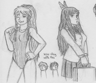 chrom ephraim fire_emblem fire_emblem_awakening fire_emblem_sacred_stones pencil_drawing school_girl sumia swimsuit tana traditional_medium // 749x651 // 501KB