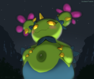 1boy 1girl artist:BooleanFreeze blush chubby coloted fat from_below giantess low_angle macro maractus navel night pokemon resting tummy // 2302x1930 // 2.4MB