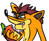 1boy artist:lunaticsoda crash_bandicoot crash_bandicoot_(series) doodle eating wumpa_fruit // 893x759 // 276KB