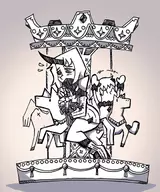 abyssal artist:setz blush hoppou hoppou-chan kantai_collection merry-go-round monochrome northern_ocean_hime seaport_hime sparkle sparkles sweat // 560x673 // 255KB