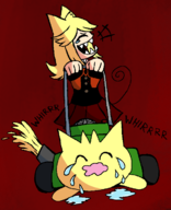 1girl artist:bonitanon colored colorist:miqotefag lawnmower moge-ko mogeko mogeko_castle third-party_coloring // 566x696 // 227KB