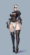 artist:cutesexyrobutts cleavage_cutout colored nier nier_automata panties skirt_lift yorha_no._2_type_b // 1000x1833 // 592KB