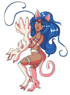 1girl ass colored dark_skin darkstalkers felicia fusion looking_at_viewer ms._fortune skullgirls // 1950x2640 // 1.2MB
