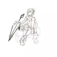 1girl edna feet parasol ponytail side_ponytail sitting sketch tales_of_(series) tales_of_zestiria umbrella // 3000x3000 // 1.7MB