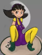 colored cosplay mega_man_(series) mega_man_legends money_bag sitting super_mario tron_bonne wario // 622x800 // 213KB