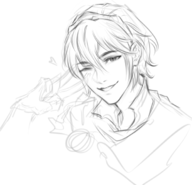 1boy artist:nat_the_lich fire_emblem heart marth peace_sign short_hair sketch wink wip // 678x652 // 179KB