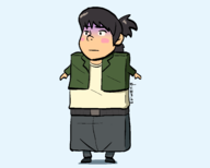 1girl artist:diko_mics black_hair blush flat funny olivia_mann pants table team_fortress_2 // 1350x1080 // 36KB