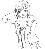 1girl alternate_breast_size artist:aikun2012 cleavage kingdom_hearts short_hair sketch smile xion zipper // 988x1080 // 278KB