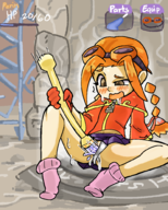 1girl artist:HinaZ0 blush colored dildo gurumin gurumin_a_monstrous_adventure masturbation open_mouth panties pussy socks tagme text // 800x1000 // 632KB