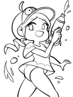 1girl artist:gusgux monochrome puyo_puyo ringo_ando water_gun // 1620x2160 // 296KB