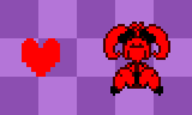 1girl artist:unknown deltarune heart mesugaki_soul panties pantyshot personification pixel_art red red_skin sitting soul_(deltarune) spread_legs sprite tagme // 400x240 // 1.8KB