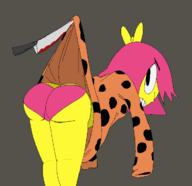 1girl anthology_of_the_killer artist:unknown ass bb blood huge_ass knife lifting lifting_shirt looking_back panties pink_panties // 710x687 // 9.7KB