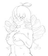 artist:splashbrush breasts claw_hands drills_(hairstyle) female glasses hands lineart mega_mole mole_girl muscular personification smile super_mario // 2235x2563 // 672KB