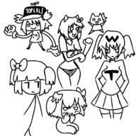 7girls anthro artist:unknown blush board-tan breasts furry lineart medium_breasts monochrome moot panties s4s stick-chan stick_figure tagme // 653x654 // 146KB