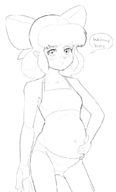 1girl artist:unknown blush bow dress earthbound looking_at_viewer monochrome mother_(series) navel panties paula pregnant sketch text top tummy underwear // 630x1042 // 163KB