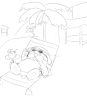 artist:cy beach cup drink enemy hat laying_down monty_mole shades sketch straw sunglasses super_mario tree // 2712x2984 // 1.0MB