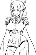 1girl artist:unknown automaton breasts cape helldivers monochrome navel robot robot_girl short_hair sketch // 762x1172 // 318KB