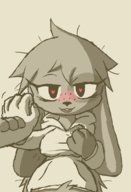 1girl anthro artist:SketchSuke blush breasts bunny cave_story freckles grabbing heart heart_pupils huge_breasts looking_at_viewer mimiga mizuki nipples_visible_through_clothing oc petting pov // 1214x1783 // 552KB