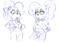 2girls artist:r0cketjumper breasts bubble_tea_challenge coco_bandicoot crash_bandicoot_(series) cup dark_coco evil_coco fishnet flower monochrome ponytail straw tea // 1008x757 // 353KB