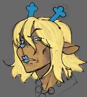 1girl artist:unknown blue_lipstick bust carol_holiday colored deltarune head lipstick looking_at_viewer old unamused wip // 959x1073 // 184KB