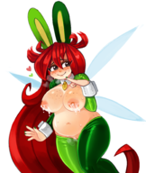 1girl artist:2x betilla blush breasts colored freckles heart huge_breasts lactation long_hair nipples nude pussy rayman_(series) red_hair wings // 1565x1851 // 1.9MB