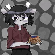 1girl artist:unknown cosplay crossover helltaker pancakes rammy um_jammer_lammy // 1280x1280 // 1.1MB