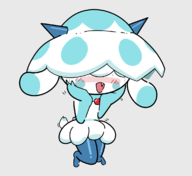 1girl artist:BooleanFreeze blush colored embarrassed fang hand_on_cheek jellroy open_mouth palworld // 1160x1064 // 121KB