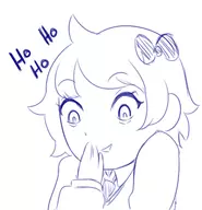 1girl bow clusterfunk laughing mami mami_(river_city_girls) short_hair sketch text uniform // 2196x2277 // 257KB