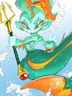 1girl artist:goatboydraws bloons bloons_td_6 colored looking_at_viewer mermaid monkey trident // 1205x1608 // 1.7MB