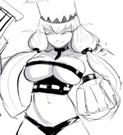 abyssal artist:akunim cleavage huge_breasts kantai_collection latex midriff northern_water_hime skimpy tube_top underboob // 962x1056 // 399KB