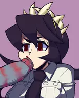 artist:gerard_burn black_hair filia lipstick lipstick_mark penis red_eyes samson skullgirls tie // 797x994 // 379KB