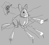 1boy artist:unknown carrot doom doom_guy food monochrome rabbit vegetable // 795x729 // 144KB