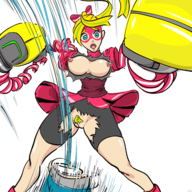 arms_(game) artist:bishopbb breasts breasts_out colored pussy ribbon_girl spring_man torn_clothes wardrobe_malfunction // 1600x1600 // 1.0MB