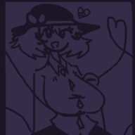 1girl artist:2hufag hat huge_breasts koishi_komeiji touhou // 400x400 // 22KB