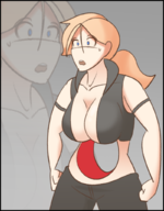 1girl blonde_hair blue_eyes breasts cleavage colored hole mortal_kombat ponytail sonya_blade wound // 800x1024 // 417KB