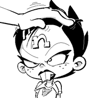 1girl angry artist:mariogrant black_hair buck_teeth crash_bandicoot_(series) crash_twinsanity headpat monochrome nina_cortex school_uniform // 359x375 // 8.7KB