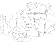 1girl artist:akunim crying eating sonic_(series) sticks_the_badger // 851x671 // 11KB