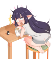 1girl artist:zeniselv ass dickbutt drawing embarrassed eyepatch granblue_fantasy long_hair lunalu // 1098x1157 // 485KB