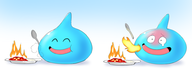 dragon_quest eating fire food slime slime_(dragon_quest) spoon subakitsu tears // 959x354 // 178KB