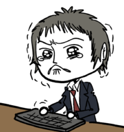 artist:gusgux colored desk keyboard parody persona persona_(series) persona_4 reaction_image shaking tears tohru_adachi // 850x900 // 52KB