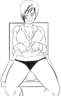 1girl bandaid chair dead_or_alive mila panties short_hair sitting sketch skirt skirt_lift tie // 687x1080 // 196KB